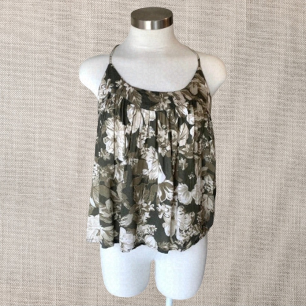 Lucky Brand Floral Olive Green Camisole